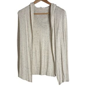 Cloud Chaser Speckled Cream Long Sleeve Open-Front Sweater/Cardigan Hoodie sz M